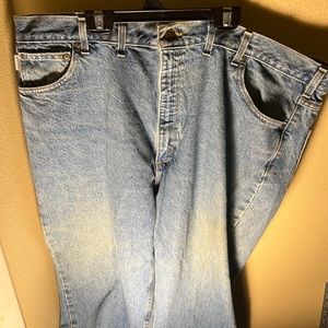 Carhartt Mens 5 Pocket Traditional Fit Denim Jeans Color Blue Waist 46 Inseam 30